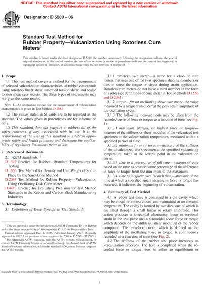 Standard Test Method for Rubber Property—Vulcanization